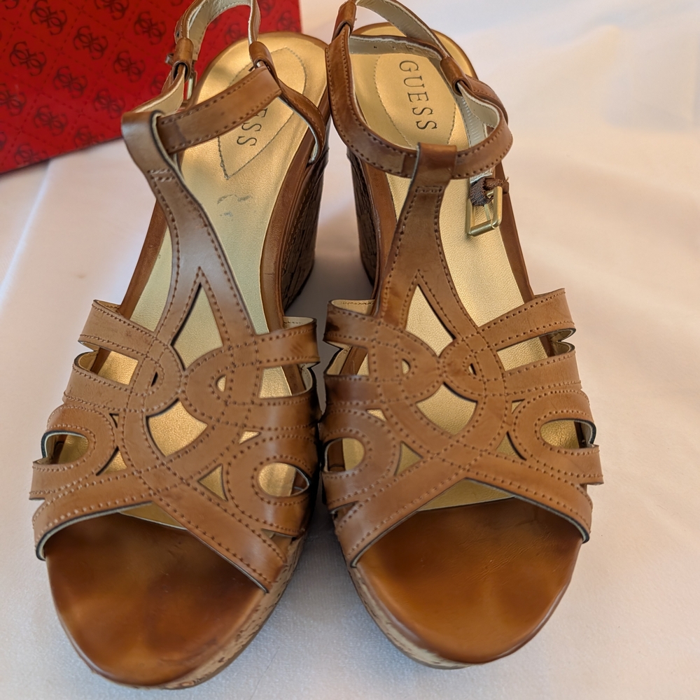 GUESS Women's Tan Wedge Sandals Size 11